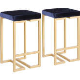 Midas 26" Counter Stool in Blue Velvet & Gold Metal (Set of 2)